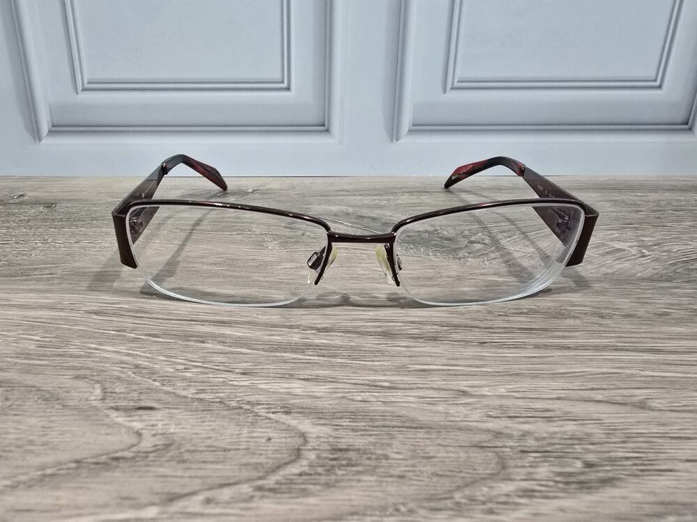 Gloria Vanderbilt Burgundy Metal Rectangular Half Rim Glasses GG 4002 54 17 1351